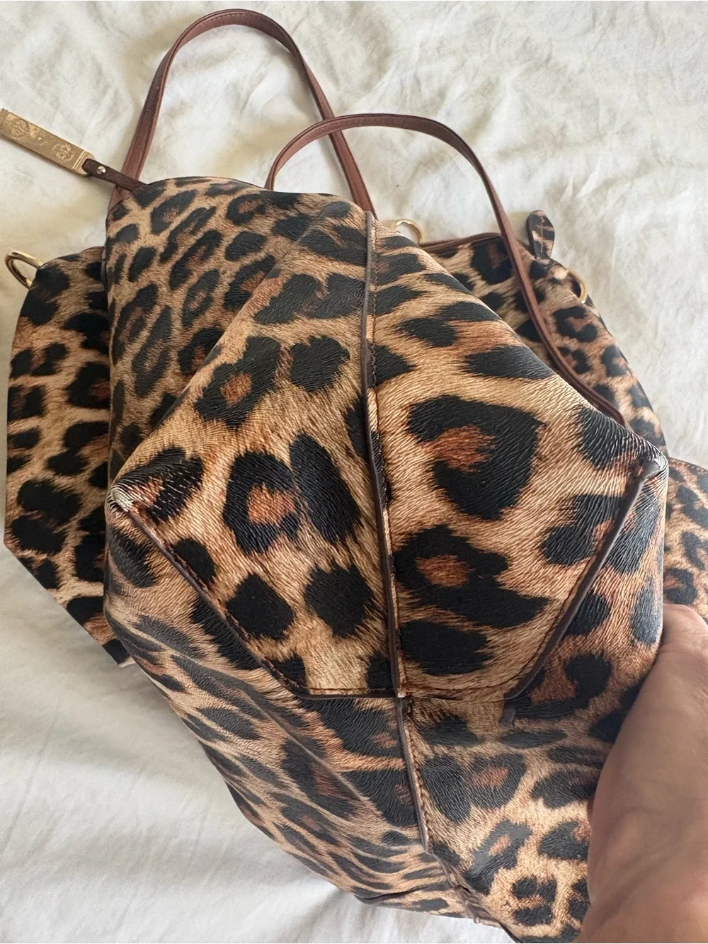 Leopard Print Tote and new Pouch Set - includes long strap